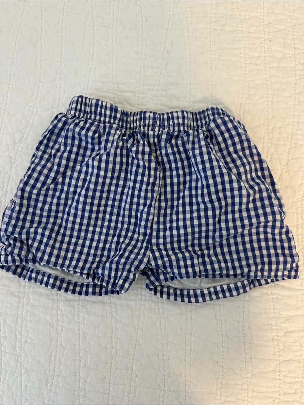 Blue Gingham Kids Elastic Waist Shorts